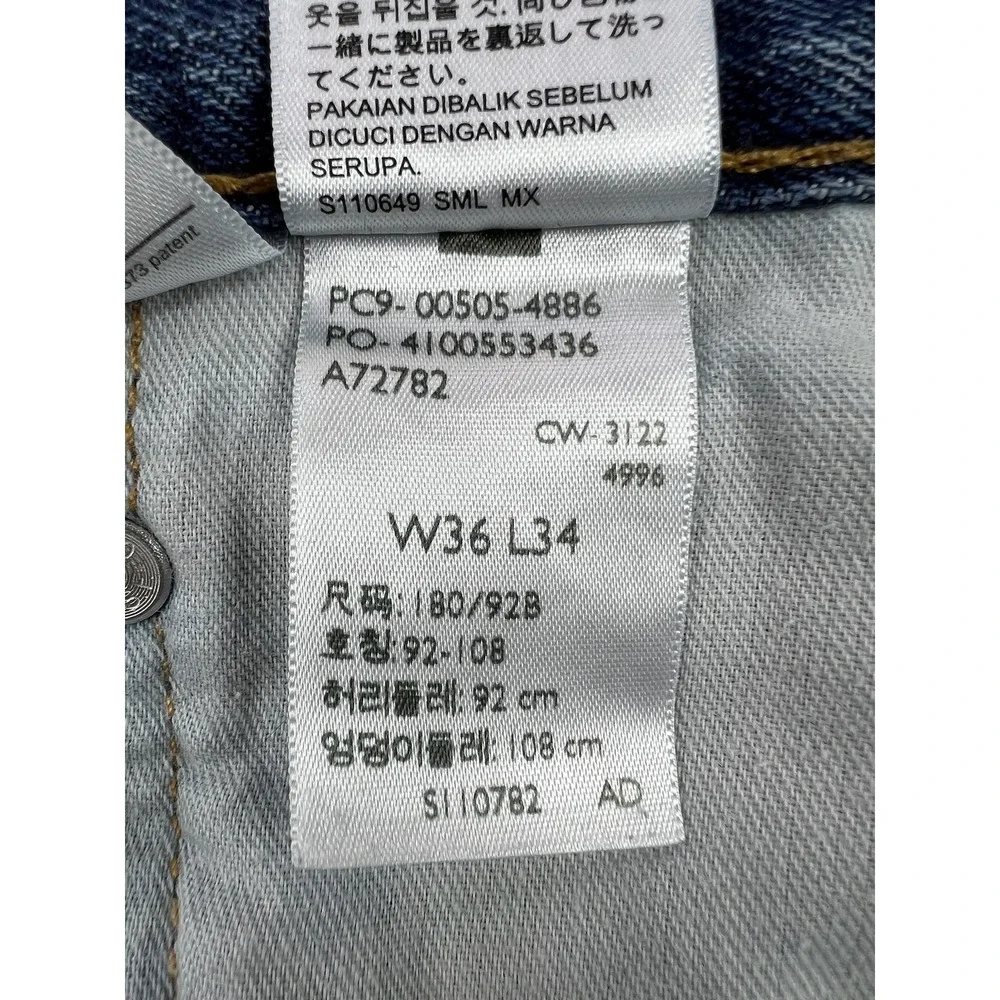 Levis 505 Mens 36x34 Blue Regular Straight 100% Cotton Denim Jeans Med Wash